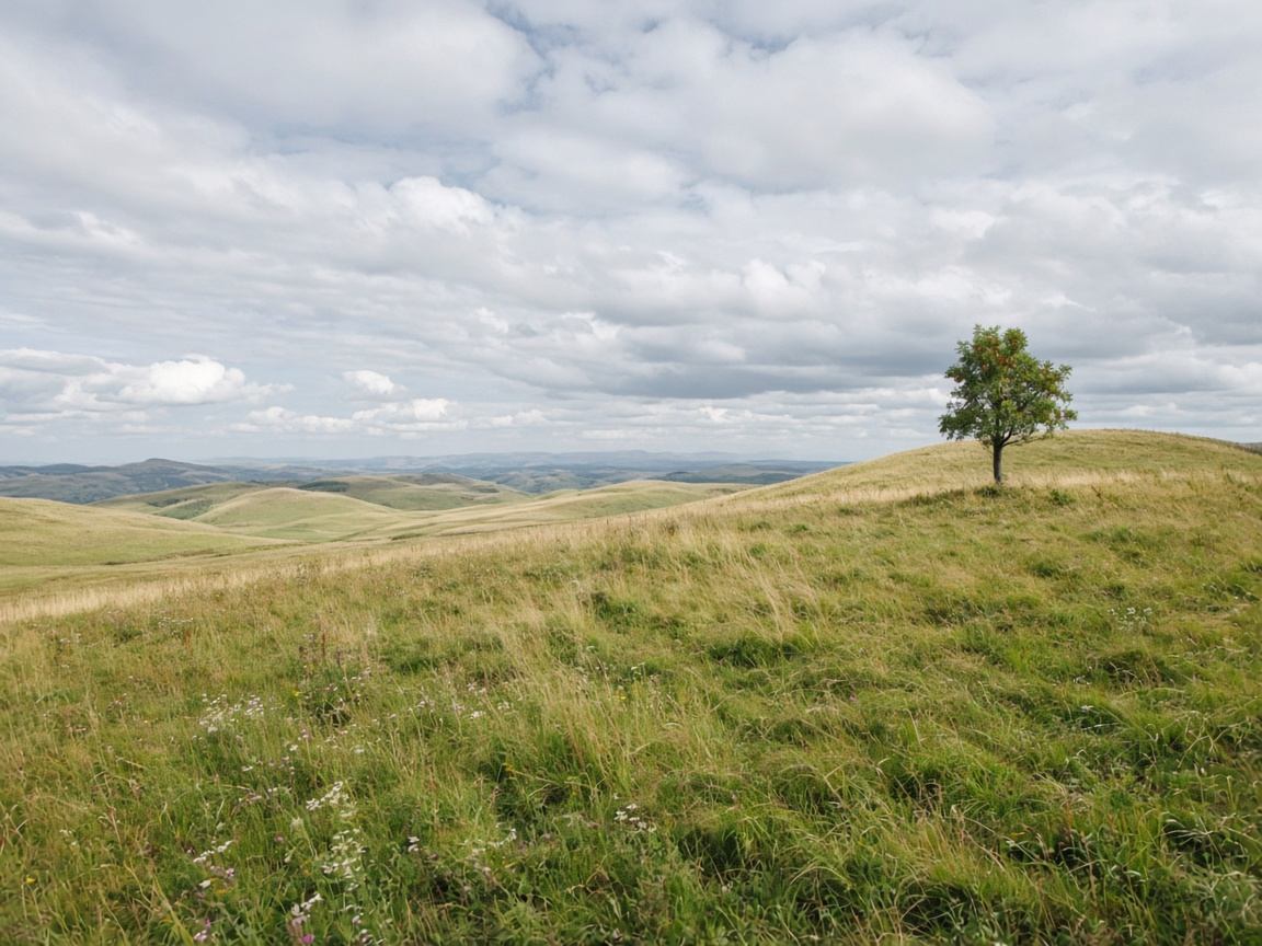 Weite Hochwiesen der Rhön mit Wind und offenem Horizont